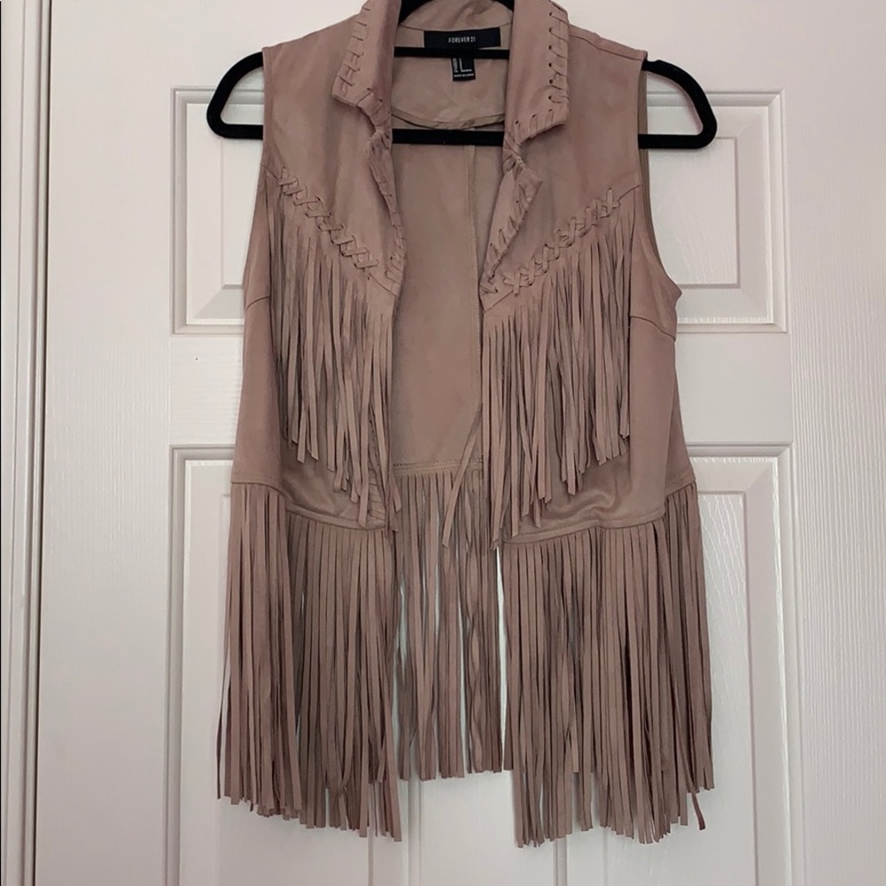Faux Suede Fringe Vest